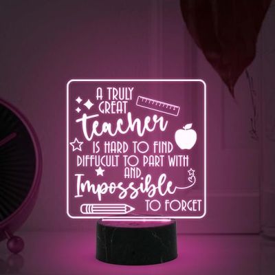 A Truly Great Teacher Engraved Night Lamp with 7 Color Changing Light Teachers Day Gift for Your Favorite Teacher  Thankyou Gift for Teacher from Student