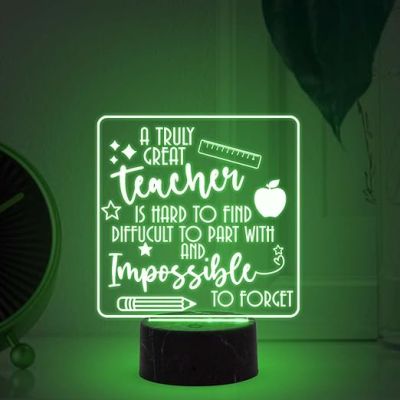 A Truly Great Teacher Engraved Night Lamp with 7 Color Changing Light Teachers Day Gift for Your Favorite Teacher  Thankyou Gift for Teacher from Student