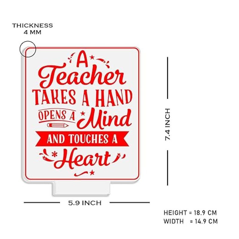 A Teacher takes a hand open the mind Engraved night lamp with Warm White Light Appreciation Gifts for Teacher Retirement Gift for Teacher Teacher's Day Gift