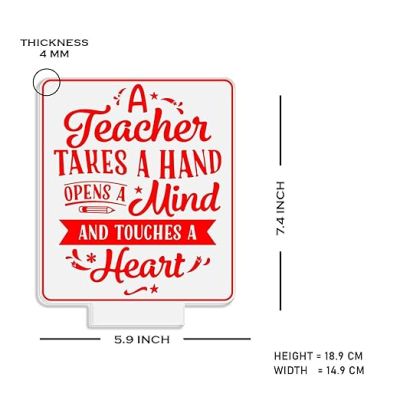 A Teacher takes a hand open the mind Engraved night lamp with Warm White Light Appreciation Gifts for Teacher Retirement Gift for Teacher Teacher's Day Gift