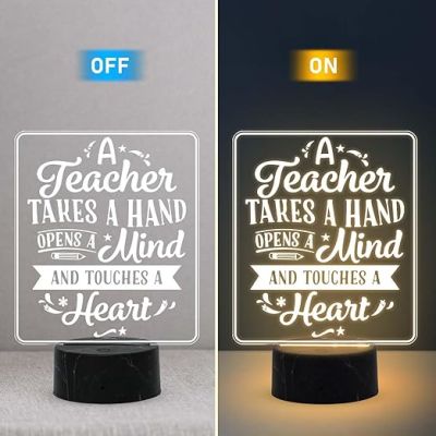 A Teacher takes a hand open the mind Engraved night lamp with Warm White Light Appreciation Gifts for Teacher Retirement Gift for Teacher Teacher's Day Gift