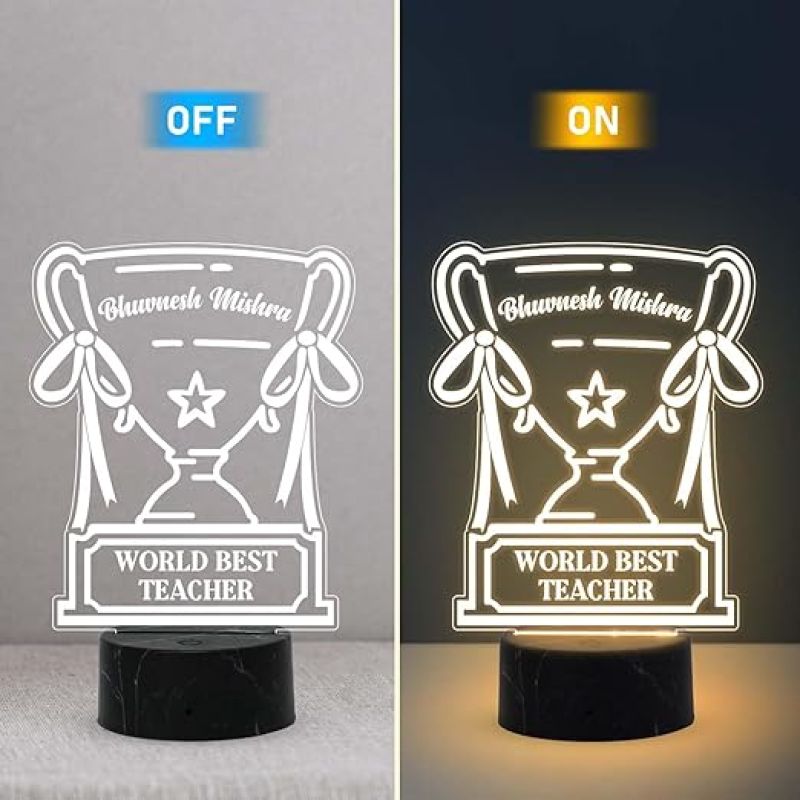 World Best Teacher night lamp with Warm white Light Customized with Name Teachers Day Gift  School & College Teacher Gift