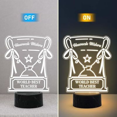 World Best Teacher night lamp with Warm white Light Customized with Name Teachers Day Gift  School & College Teacher Gift
