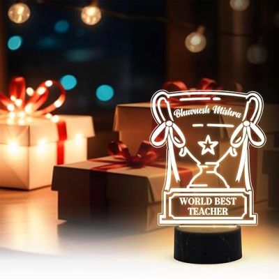 World Best Teacher night lamp with Warm white Light Customized with Name Teachers Day Gift  School & College Teacher Gift