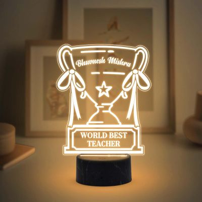 World Best Teacher night lamp with Warm white Light Customized with Name Teachers Day Gift  School & College Teacher Gift