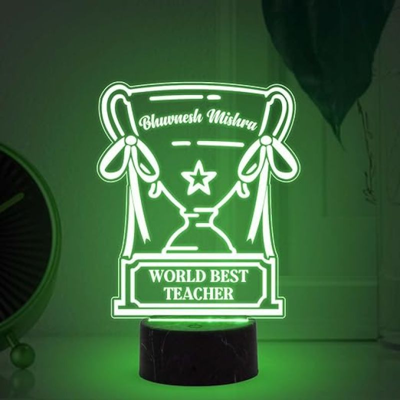 World Best Teacher night lamp with Multicolored Light Customized with Name Teachers Day Gift School & College Teacher Gift