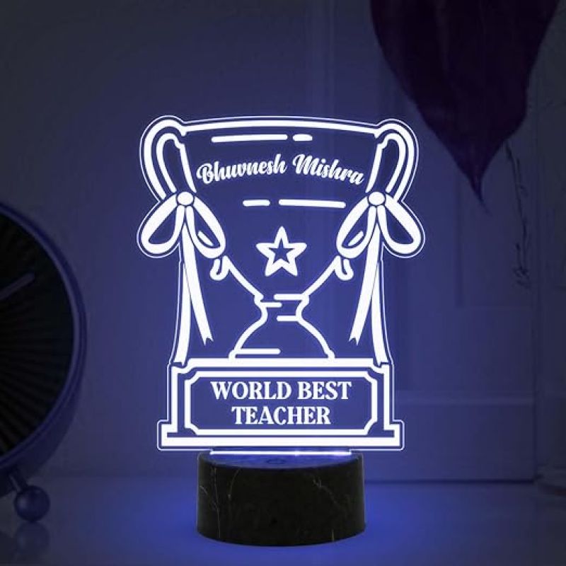 World Best Teacher night lamp with Multicolored Light Customized with Name Teachers Day Gift School & College Teacher Gift
