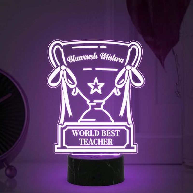 World Best Teacher night lamp with Multicolored Light Customized with Name Teachers Day Gift School & College Teacher Gift