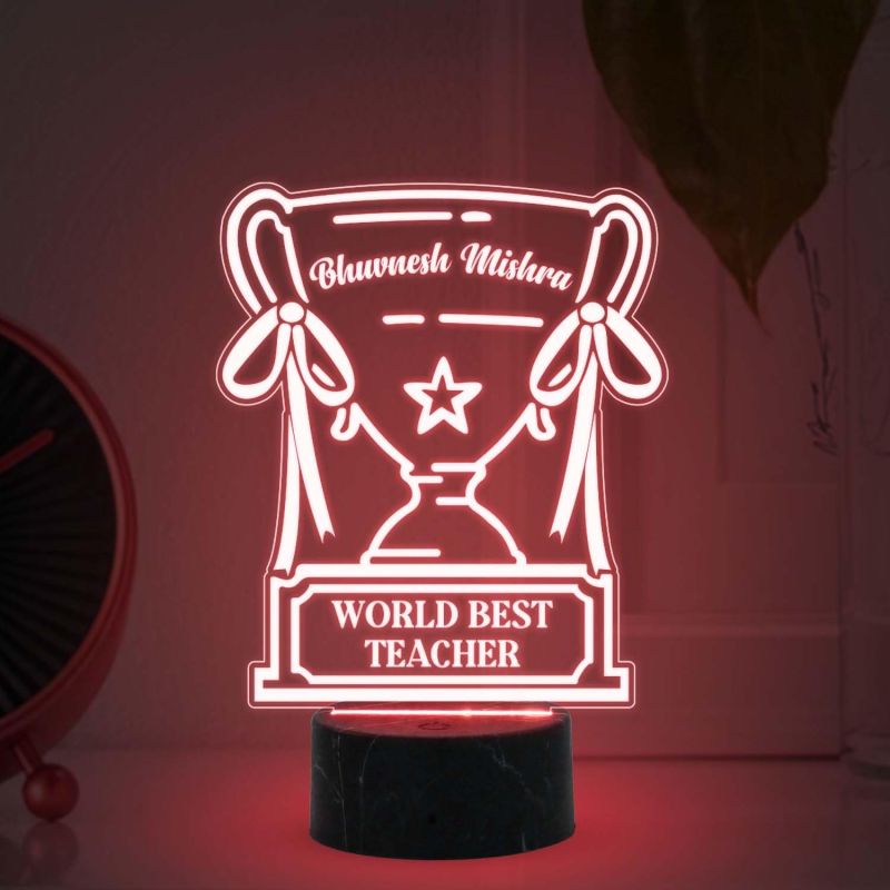 World Best Teacher night lamp with Multicolored Light Customized with Name Teachers Day Gift School & College Teacher Gift