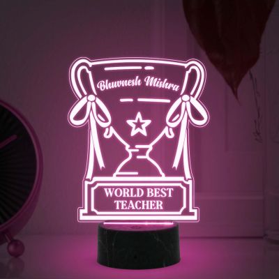 World Best Teacher night lamp with Multicolored Light Customized with Name Teachers Day Gift School & College Teacher Gift