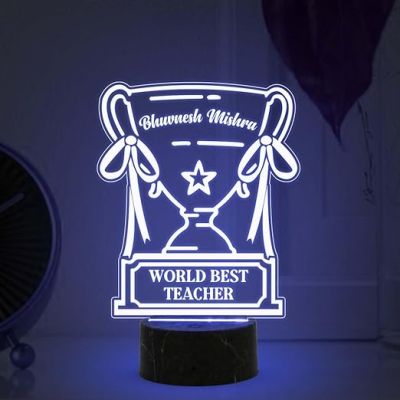 World Best Teacher night lamp with Multicolored Light Customized with Name Teachers Day Gift School & College Teacher Gift
