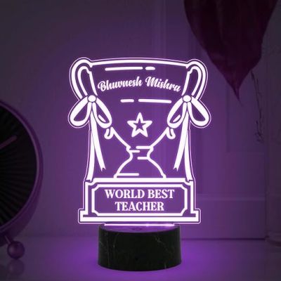 World Best Teacher night lamp with Multicolored Light Customized with Name Teachers Day Gift School & College Teacher Gift