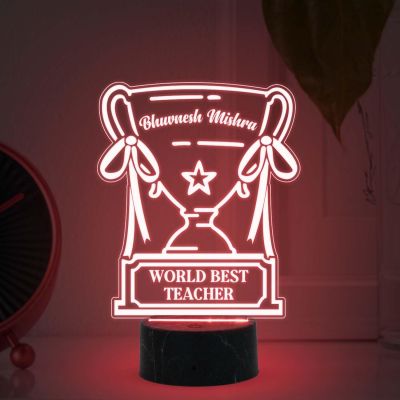 World Best Teacher night lamp with Multicolored Light Customized with Name Teachers Day Gift School & College Teacher Gift