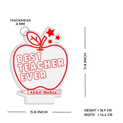 3D Illusion Best teacher ever Apple Shape Design Led night lamp with Multicolored Light Customized with Name  Best Gift for Teacher