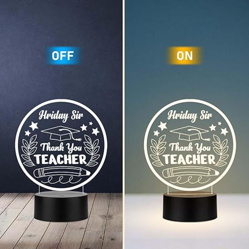 Thankyou Teacher Gift Night Lamp with Warm White Light Customize with Name Gift for Teacher Professor Sir Madam | Thank You Gifts for Teachers from Student