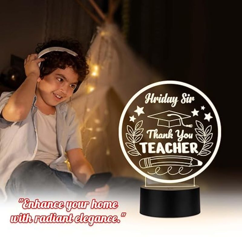 Thankyou Teacher Gift Night Lamp with Warm White Light Customize with Name Gift for Teacher Professor Sir Madam | Thank You Gifts for Teachers from Student