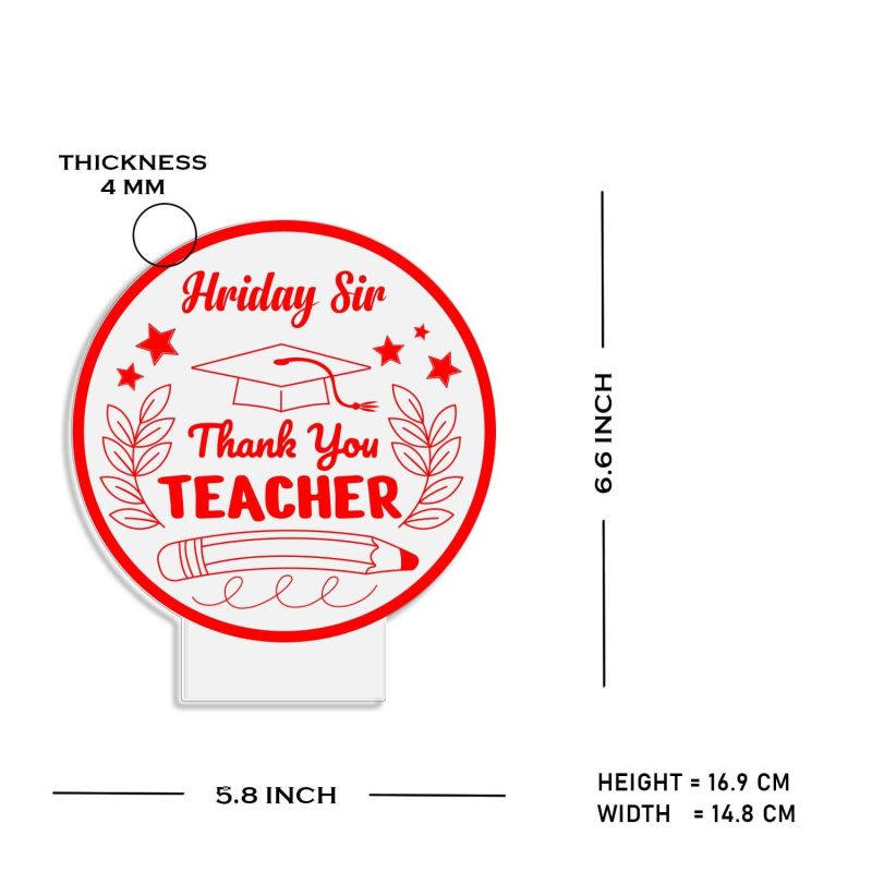 Thankyou Teacher Gift Night Lamp with Warm White Light Customize with Name Gift for Teacher Professor Sir Madam | Thank You Gifts for Teachers from Student