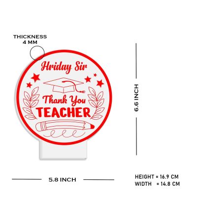 Thankyou Teacher Gift Night Lamp with Warm White Light Customize with Name Gift for Teacher Professor Sir Madam | Thank You Gifts for Teachers from Student