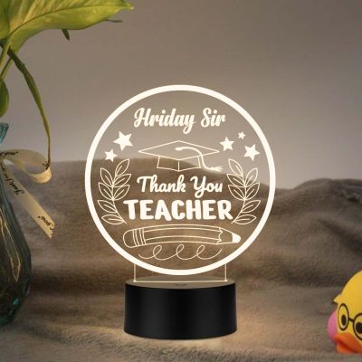 Thankyou Teacher Gift Night Lamp with Warm White Light Customize with Name Gift for Teacher Professor Sir Madam | Thank You Gifts for Teachers from Student