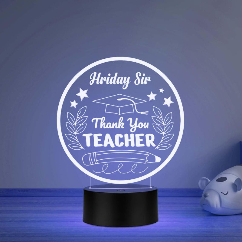 Thankyou Teacher Gift Night Lamp with Automatic Color Changing Light Customized with Name Gift for Teacher Professor Sir Madam Thank You Gifts for Teachers from Student