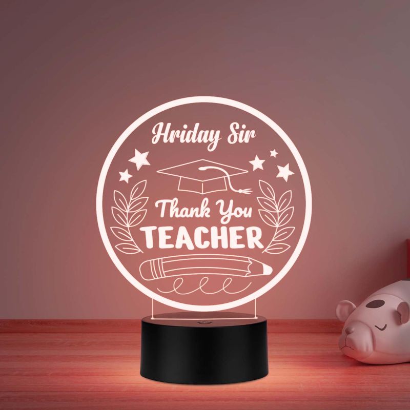 Thankyou Teacher Gift Night Lamp with Automatic Color Changing Light Customized with Name Gift for Teacher Professor Sir Madam Thank You Gifts for Teachers from Student