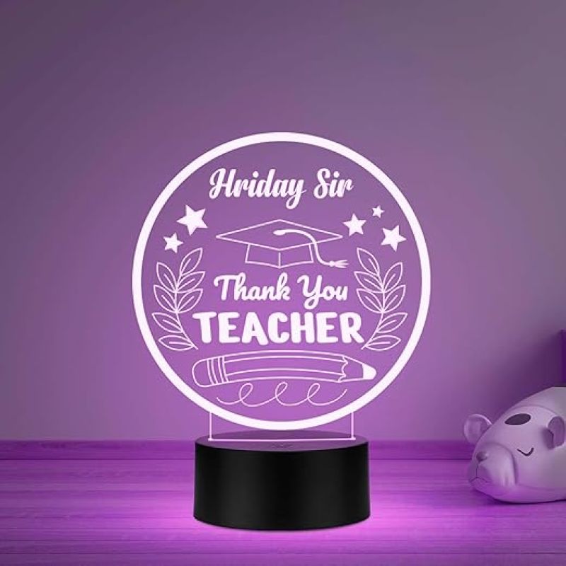 Thankyou Teacher Gift Night Lamp with Automatic Color Changing Light Customized with Name Gift for Teacher Professor Sir Madam Thank You Gifts for Teachers from Student