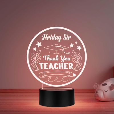 Thankyou Teacher Gift Night Lamp with Automatic Color Changing Light Customized with Name Gift for Teacher Professor Sir Madam Thank You Gifts for Teachers from Student
