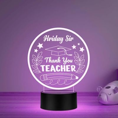 Thankyou Teacher Gift Night Lamp with Automatic Color Changing Light Customized with Name Gift for Teacher Professor Sir Madam Thank You Gifts for Teachers from Student