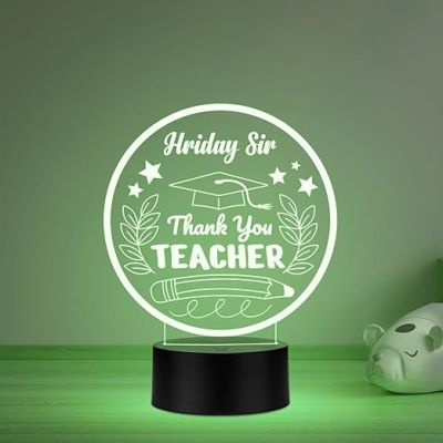 Thankyou Teacher Gift Night Lamp with Automatic Color Changing Light Customized with Name Gift for Teacher Professor Sir Madam Thank You Gifts for Teachers from Student