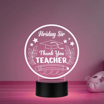 Thankyou Teacher Gift Night Lamp with Automatic Color Changing Light Customized with Name Gift for Teacher Professor Sir Madam Thank You Gifts for Teachers from Student