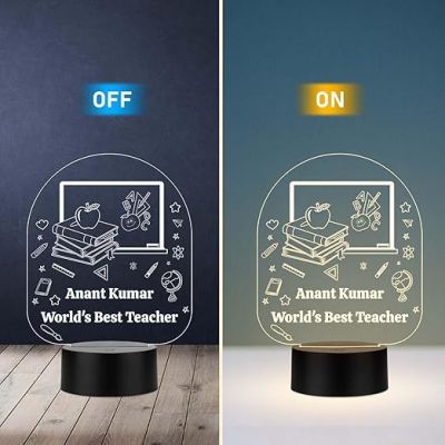 World Best Teacher Night Lamp with Warm White Light Customized with Name Teachers Day Gift