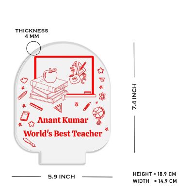 World Best Teacher Night Lamp with Warm White Light Customized with Name Teachers Day Gift