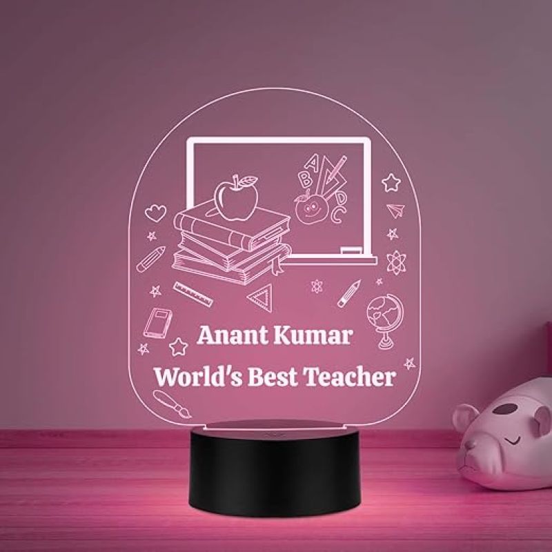 World Best Teacher Night lamp with Multicolored Light Customized with Name Teachers Day Gift