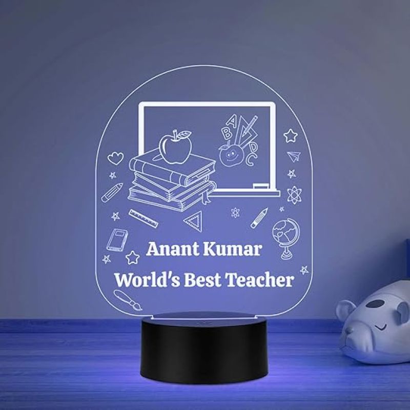 World Best Teacher Night lamp with Multicolored Light Customized with Name Teachers Day Gift