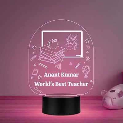 World Best Teacher Night lamp with Multicolored Light Customized with Name Teachers Day Gift