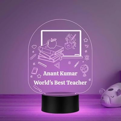 World Best Teacher Night lamp with Multicolored Light Customized with Name Teachers Day Gift