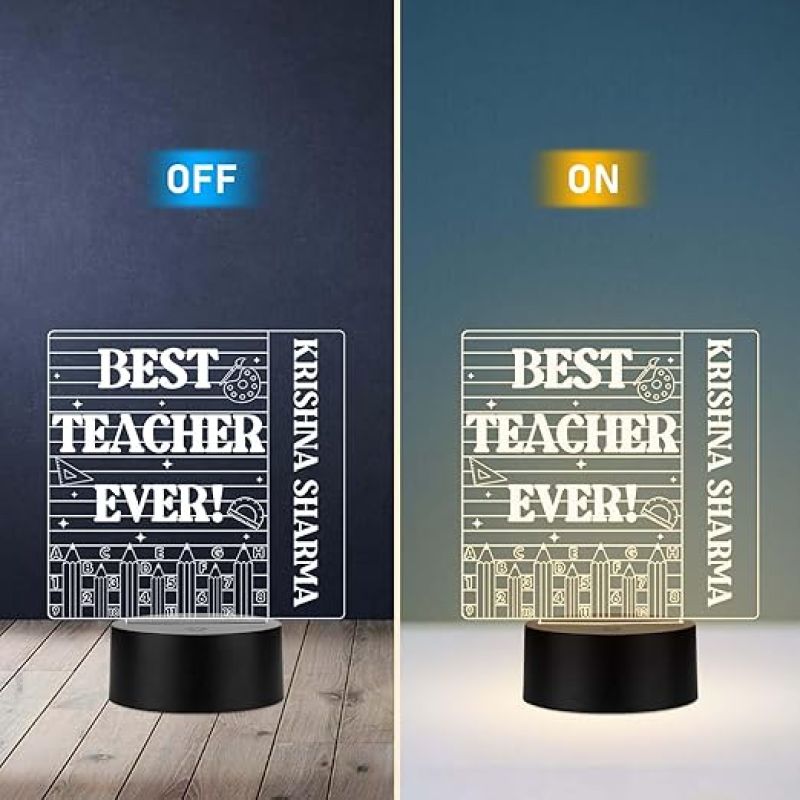 Best Teacher Ever Night Lamp with Warm White Light Customized with Name Teacher Appreciation Gift Thank You Gifts for Teachers from Student