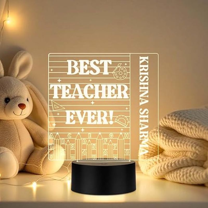 Best Teacher Ever Night Lamp with Warm White Light Customized with Name Teacher Appreciation Gift Thank You Gifts for Teachers from Student