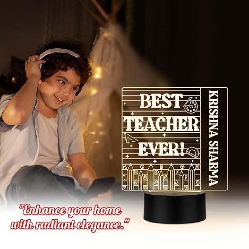 Best Teacher Ever Night Lamp with Warm White Light Customized with Name Teacher Appreciation Gift Thank You Gifts for Teachers from Student
