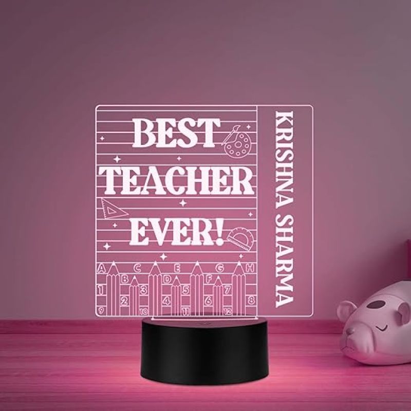 Best Teacher Ever Night Lamp with Multicolored Light Customized with Name Teacher Appreciation Gift Thank You Gifts for Teachers from Student