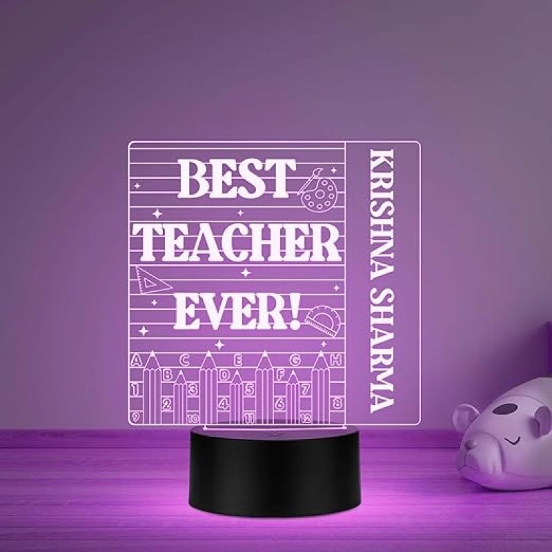 Best Teacher Ever Night Lamp with Multicolored Light Customized with Name Teacher Appreciation Gift Thank You Gifts for Teachers from Student