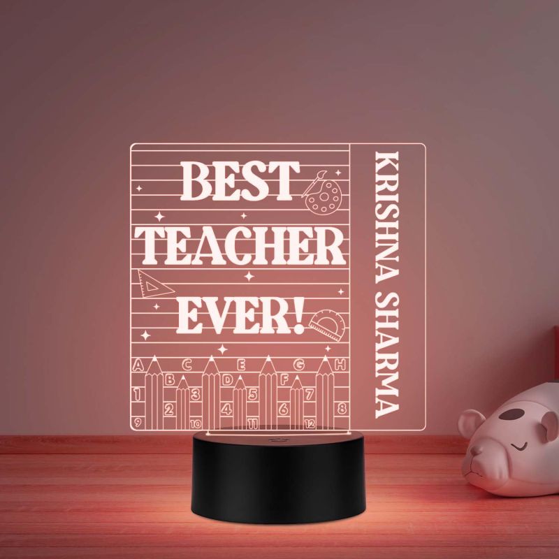 Best Teacher Ever Night Lamp with Multicolored Light Customized with Name Teacher Appreciation Gift Thank You Gifts for Teachers from Student