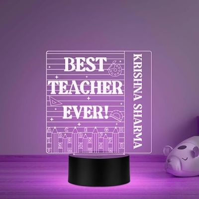 Best Teacher Ever Night Lamp with Multicolored Light Customized with Name Teacher Appreciation Gift Thank You Gifts for Teachers from Student