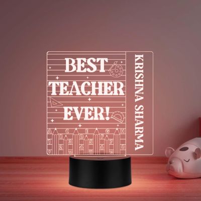 Best Teacher Ever Night Lamp with Multicolored Light Customized with Name Teacher Appreciation Gift Thank You Gifts for Teachers from Student