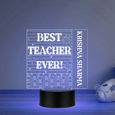 Best Teacher Ever Night Lamp with Multicolored Light Customized with Name Teacher Appreciation Gift Thank You Gifts for Teachers from Student