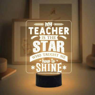 Teacher Gift for Women Men Acrylic Night Lamp Best Gift for Teachers Day Warm White Light Teachers Day Gift for Madam & Sir School Teacher Gift Desk Table Lamp