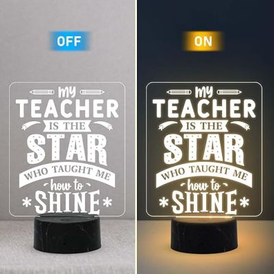 Teacher Gift for Women Men Acrylic Night Lamp Best Gift for Teachers Day Warm White Light Teachers Day Gift for Madam & Sir School Teacher Gift Desk Table Lamp
