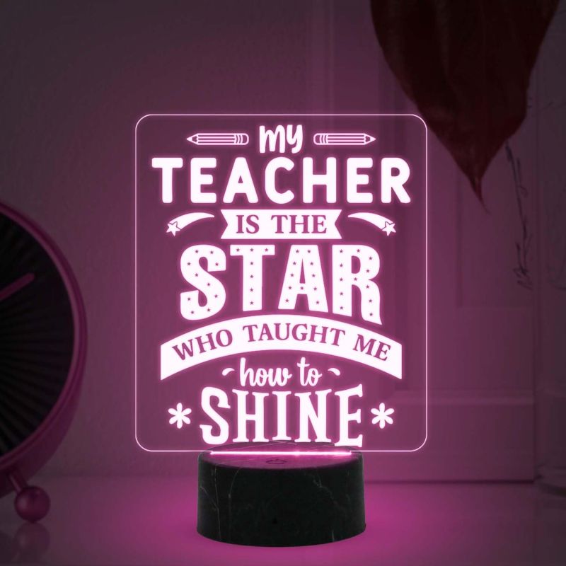 Teacher Gift for Women Men Acrylic Night Lamp Best Gift for Teachers Day Multicolored Light Teachers Day Gift for Madam & Sir School Teacher Gift Desk Table Lamp