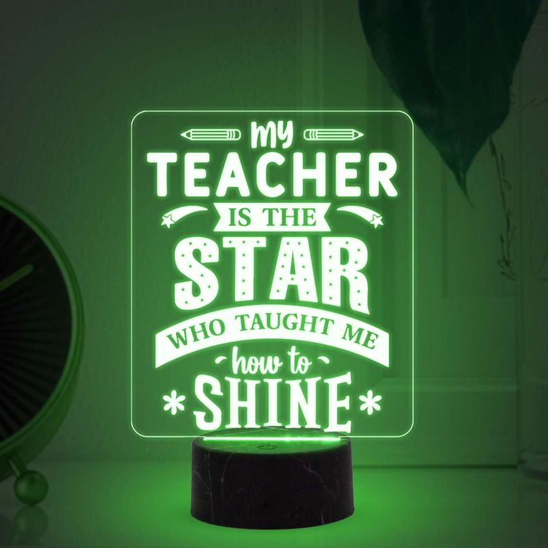 Teacher Gift for Women Men Acrylic Night Lamp Best Gift for Teachers Day Multicolored Light Teachers Day Gift for Madam & Sir School Teacher Gift Desk Table Lamp