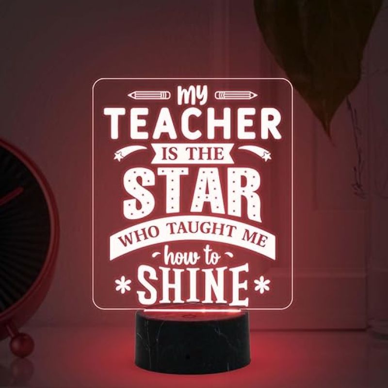 Teacher Gift for Women Men Acrylic Night Lamp Best Gift for Teachers Day Multicolored Light Teachers Day Gift for Madam & Sir School Teacher Gift Desk Table Lamp